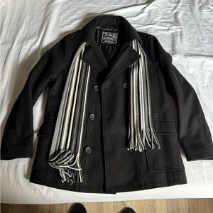 Buffalo by David Button Black Peacoat with scarf (new without tags)